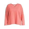 thumbnail image 5 of Terra & Sky Women's Plus Size Mixed Media V-Neck Eyelet Top, 5 of 5