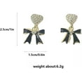 thumbnail image 4 of Gold Rhinestone Bow Dangle Earring for Women Black White Crystal Rhinestone Heart Bowknot Earings Wreath Flower Peal Bowknot Stud Earring Trendy Christmas Jewelry Gifts, 4 of 14