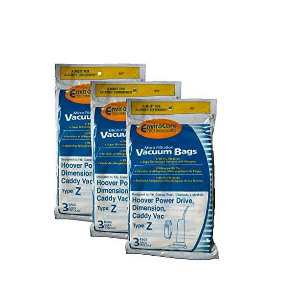 9 Compatible with Hoover Allergy Vacuum Type Z Bags, Power Drive, Auto Drive, Constellation, Dim