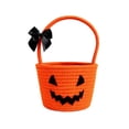 thumbnail image 2 of Halloween Woven Pumpkin Candy Basket Cotton Rope Trick Or Treat Handheld Storage Bucket for Holiday Candy Gift Organizing, 1Pc, 2 of 4