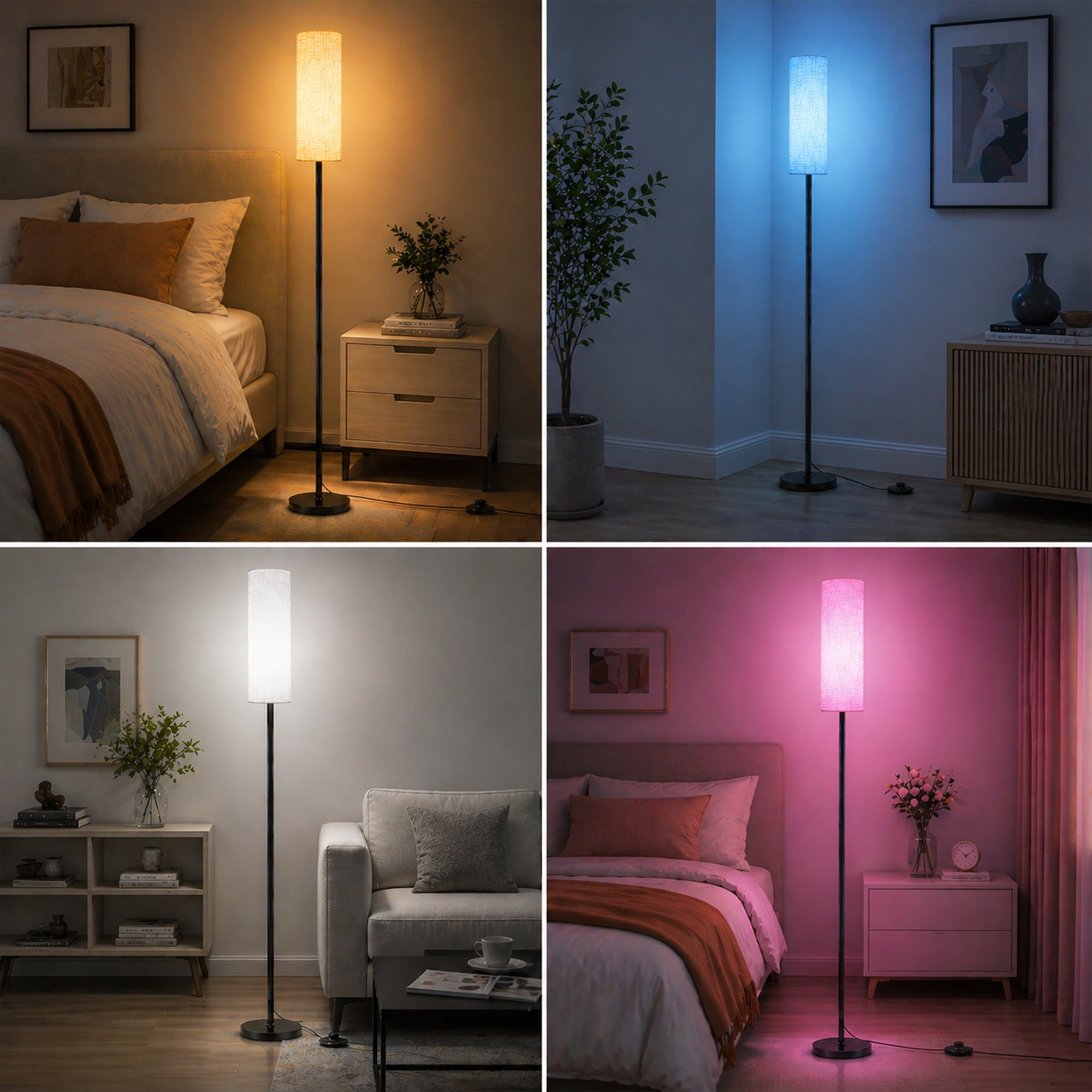 GUPUP RGB Modern Floor Lamp for Living Room, LED Standing Lamp with App Control, Works with Alexa & Google Home