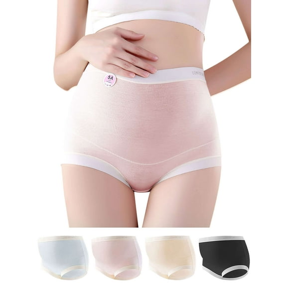 BadPiggies Women's Underwear 4 Pack Maternity Super Soft High Waisted Briefs Stretch Full Coverage Panties