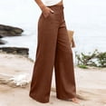 thumbnail image 7 of Linen Pants Women 2026 Summer Casual High Waist Straight Leg Trousers Lightweight Loose Plus Size Pant with Pockets Brown L, 7 of 7