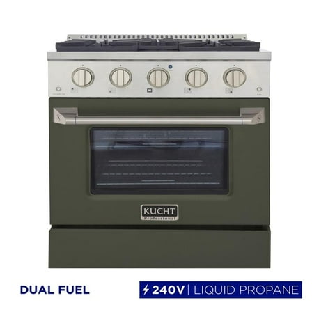 Pemberly Row 30" 4.2cu. ft. Dual Fuel Range Propane Gas Sealed Burners in Olive