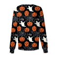 thumbnail image 3 of Women Long Sleeve Pattern Pocket Working Halloween Print Stand-up Collar Single-breasted Protective Overalls Cardigan Jacket Top, 3 of 4