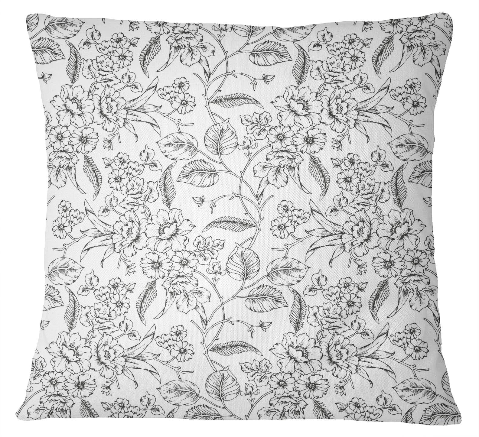 S4Sassy Floral Printed Pillow Cover Decorative White Cushion Cover Throw 