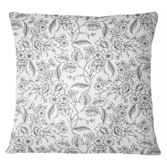 S4Sassy White Cotton Poplin Floral Print Square Pillow Case 2 Pcs Cushion Cover Home Decor-12 x 12 Inches