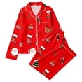 thumbnail image 4 of Womens Christmas Pajama Set Long Sleeve Collared Top and Pants Festive Holiday Sleepwear Cozy Loungewear for Home and Nights, 4 of 5