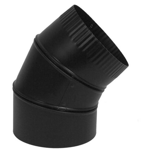 7" Diameter 45 Degree 24 Gauge Black Adjustable Elbow
