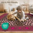 thumbnail image 4 of ODIKA Pink Leopard Print Rectangular Interlocking Border Framework Foldable Easy Care for King Size Bedroom, Master Suite, Under Bed, 4 of 7
