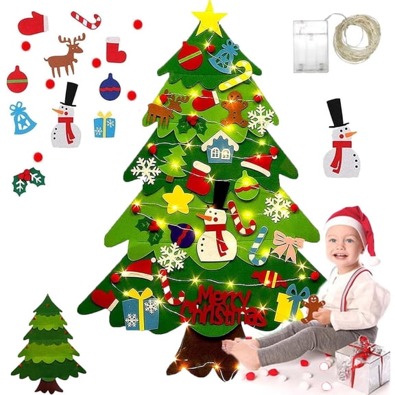 Montessori Felt Christmas Tree for Toddlers, Montessori Christmas Tree, Montessori Christmas Tree Felt with Lights
