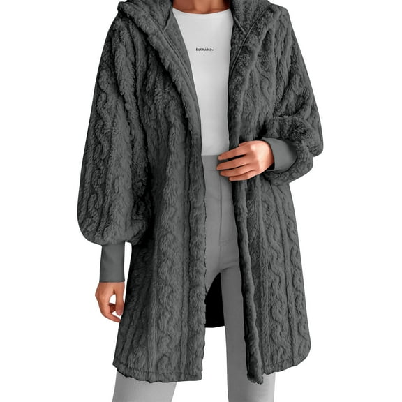 Fall Jackets For Women Fleece Zip Up Hooded Coat Solid Warm Loose Sherpa Lined Hoodie Fuzzy Outerwear Trendy Clothes