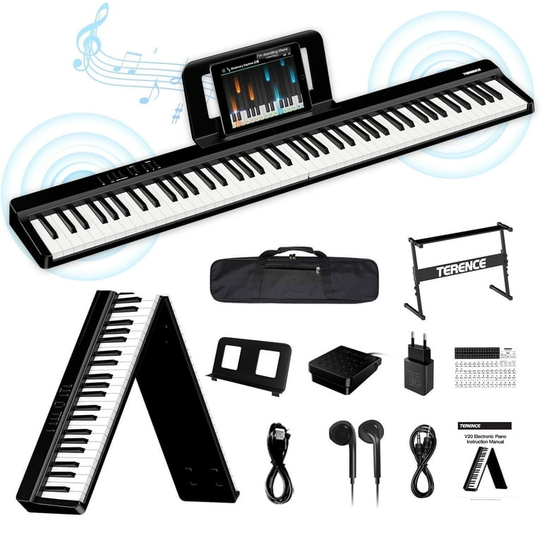 Terence Portable Piano Keyboard, 88 Keys Semi-Weighted, Foldable