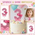 thumbnail image 2 of Birthday Candle Number Pink Glitter with Bow Cartoon Creative Party Cake Topper Decoration, Glamorous Numeric Candle for Celebration, Dazzling Party Cake Decor, 2 of 6