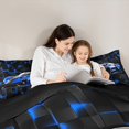 thumbnail image 4 of jejeloiu Navy Sports Car Bedding Comforter Set 7 Pieces,Abstrct Geometric Geometric Full Bedding Set,3D Grid Plaid Fitted Sheet Flat Sheet For Teens,Ultra Soft Home Decor Reversible, 4 of 8