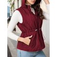 thumbnail image 7 of Mengpipi Women's Lightweight Quilted Gilet Autumn Winter Sleeveless Hooded Belted Waist Stand Collar Thermal Coat with Side Pockets S-2XL, 7 of 7