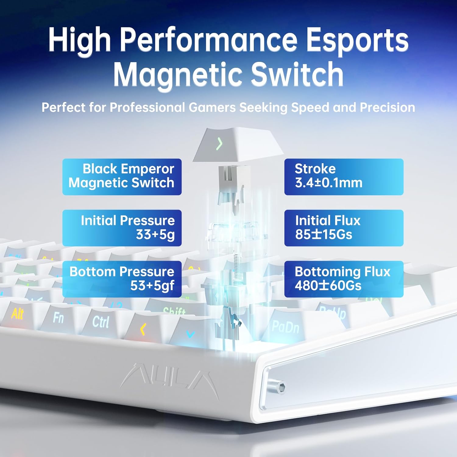 AULA Hero68 HE 60-Key Wired Hall Effect Gaming Keyboard, Magnetic Switch, RGB, Rapid Trigger and Response, Adjustable Actuation