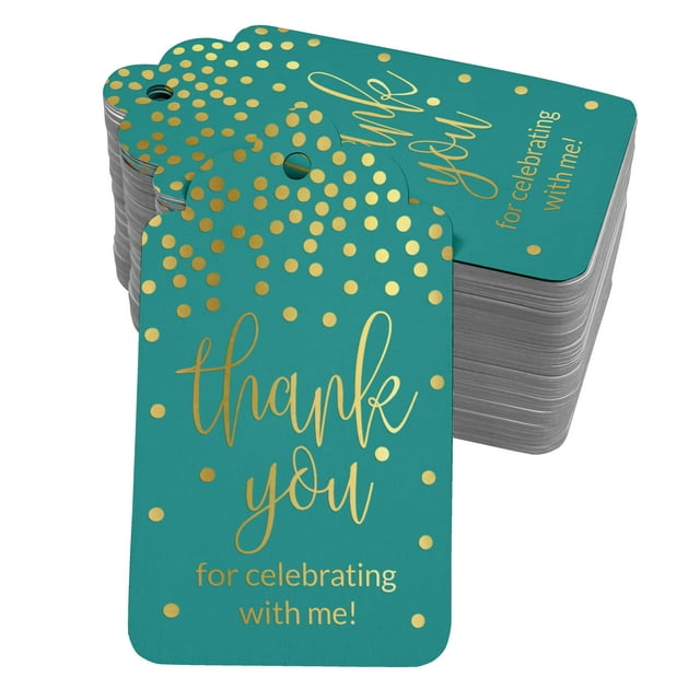 Inkdotpot Real Gold Foil ThankYou For Celebrating With Me Birthday Tags Favor Hang Paper Tags 50 Pack