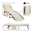 thumbnail image 3 of Folding Chaise Lounge Chair, Outdoor Reclining Beach Chair with Pillow - 5 Position Adjustable, Padded, Portable for Patio, Camping, Beige, 3 of 9