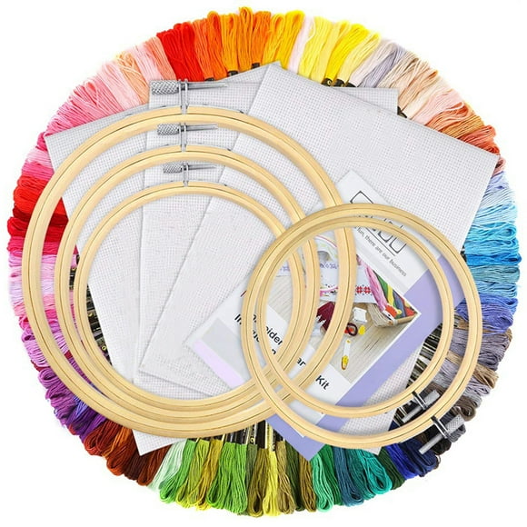 Stitch Your Dreams: Embroidery Kit With Bamboo Embroidery Hoops, Aida Cloth, Cross Stitch Tools, Your Ultimate Guide To Crafting Masterpieces, Ideal For Embroidery Enthusiasts Of All Ages