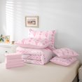 thumbnail image 6 of Feelyou Girly Pink Bowknot Twin Bedding Sets 7pcs, Retro Boho Damask Bedding Comforter Set, 6 of 8