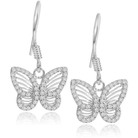 Brinley Co. Women's CZ Sterling Silver Butterfly Dangle Earrings
