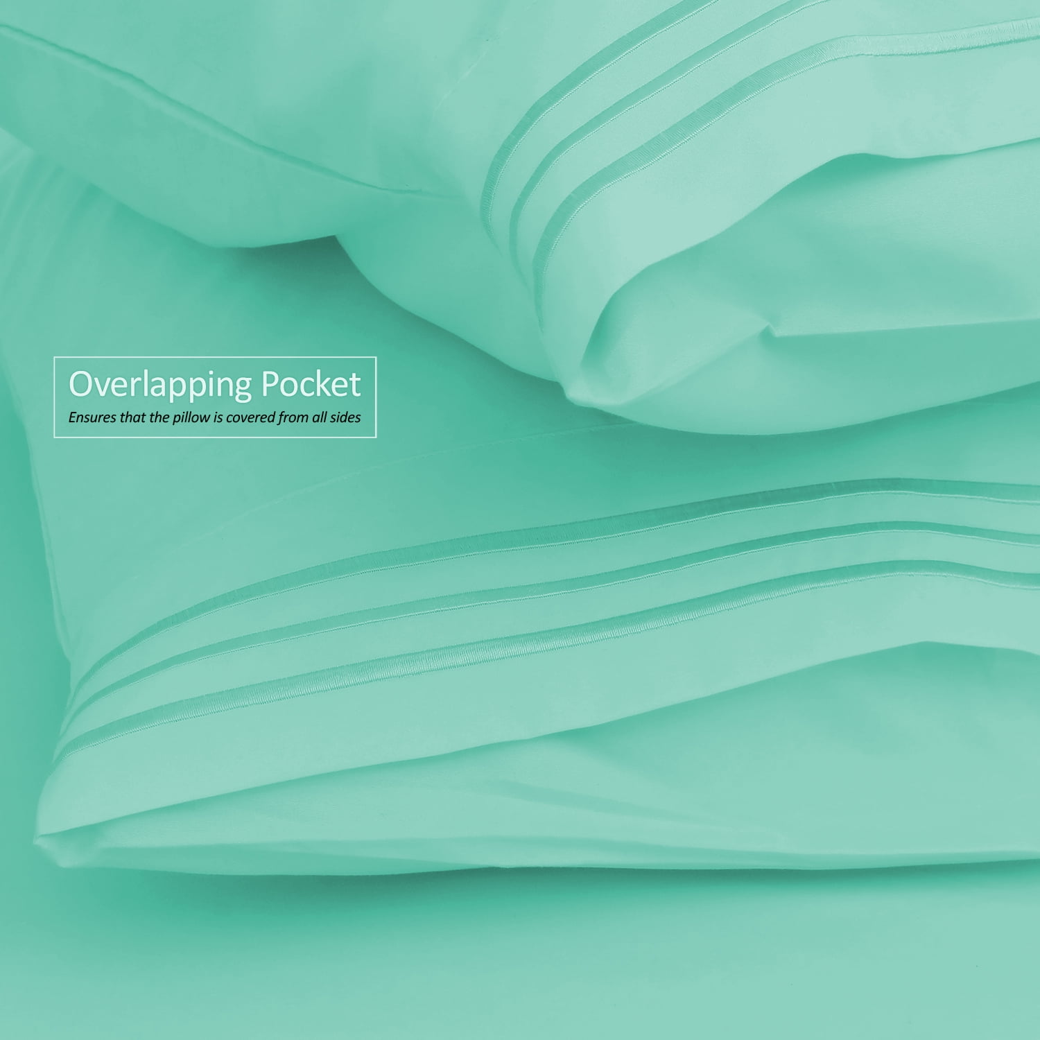 Clara Clark Pillow Cases Premier 1800 Microfiber Collection Pillow Case Set Of 2 Pieces, Standard Size, Mint Green