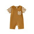thumbnail image 1 of Mono para bebé niño, manga corta, cuello redondo, a cuadros, ropa de verano para uso diario informal., 1 of 9