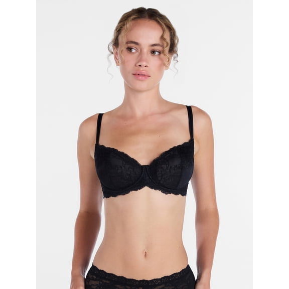 Joyspun Women's Two-Tone Lace Balconette Bra, Sizes 36B-40DDD