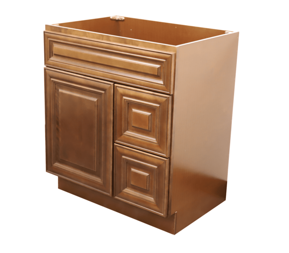 30" Shaker Bathroom Vanity Sink Base with Drawers (Ready-to-Assemble), Maple Walnut Vanity Base