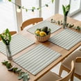 thumbnail image 5 of Placemats for Dinning Table Set of 8, Boho Sage Green Stripe Abstract Geometric White Minimalist Burlap Kitchen Place Mats Waterproof Cloth Table Mats, Indoor Outdoor Placemats Dinner Decor, 5 of 8