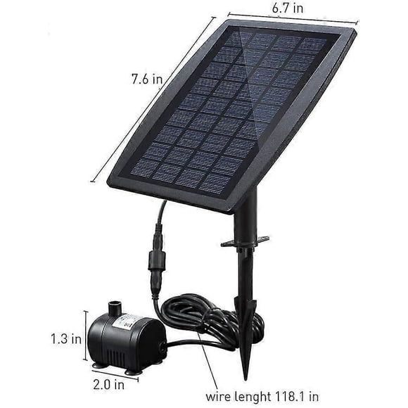 MIMIGO Brushless Solar Pond Water Pump Solar Fountain Water Pump With Solar Panel 9v 2.5w 200l / H_Perfect Gift