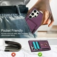 thumbnail image 6 of Dteck Card Slots Wallet Case for Samsung Galaxy S21 Ultra,Shockproof Premium PU Leather Kickstand Protective Cover with Ring Holder Back Case,Purple, 6 of 8