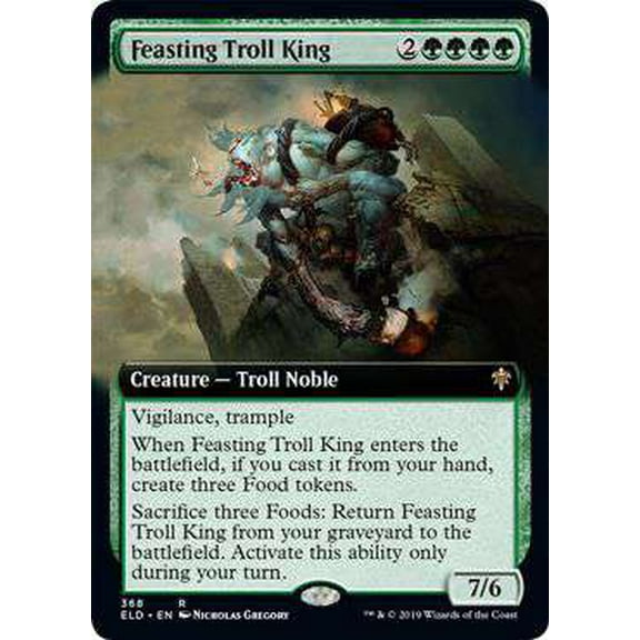MtG Throne of Eldraine Rare Feasting Troll King (Extended Art Foil) #368