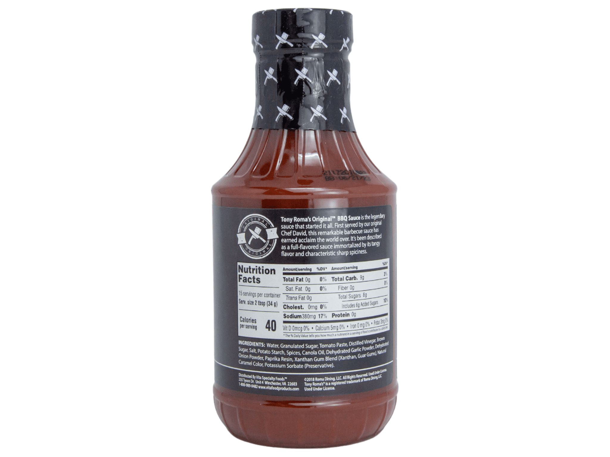 Tony Roma’s, Original Barbecue Sauce, 18 oz Plastic Bottle