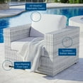 thumbnail image 4 of Lounge Chair Armchair, Rattan, Wicker, Light Grey Gray White, Modern Contemporary Urban Design, Outdoor Patio Balcony Cafe Bistro Garden Furniture Hotel Hospitality, 4 of 8