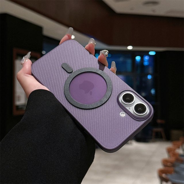 For iPhone 16 ProMax 16plus Carbon Fiber Patterned Magnetic Case for IPhone 13 14 15 Pro Max 16 Magsafe Logo Hole Slim PC Cover PURPLE For iPhone 14Pro