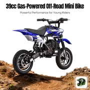 QEASET 39CC 4-Stroke Mini Bike, Up to 20 MPH, Ages 13+, Off-Road Dirt bike, Blue