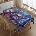 thumbnail image 2 of Blue Pioneer Flower and Paisley Pattern Rectangle Tablecloth 60"x84",Waterproof Polyester Rectangle Table Cloth, Wipeable Spillproof Polyester Tablecloth for Dining, Camping, Indoor and Outdoor, 2 of 5