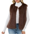thumbnail image 3 of ClodeEU Women's Winter Faux Fur Vest,Long Sleeve Shaggy Warm Sleeveless Outerwear ,Fall Winter Plush Vest Coffee,Womens Plus S, 3 of 8