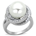 thumbnail image 1 of Alamode 3W759-5 Women Rhodium Brass Ring with Synthetic in White - Size 5, 1 of 1