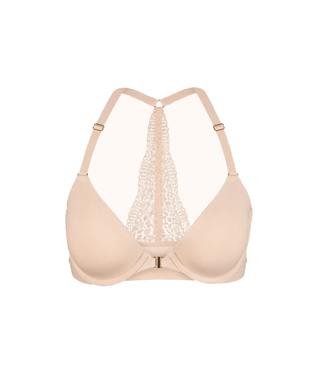 TOWED22 Plus Size Bras,Women's Push Up Everyday Basic Comfort Lightly  Padded Underwire Plunge T-Shirt Bra Lift Up Beige,85F
