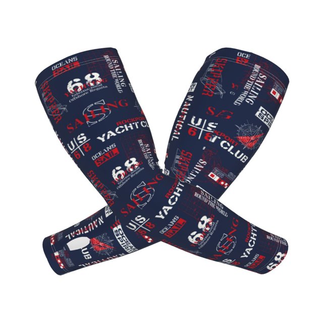 Fotbe Nautical Style Sailboat Mangas para Brazos con Protección Solar UV- Cubrebrazos para Tatuajes – Mangas Deportivas Refrigerantes UPF 50 para Hombre y Mujer