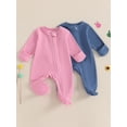 thumbnail image 3 of Newborn Baby Girl My First Valentines Day Outfit Bow Heart Footies Romper Long Sleeve Zip Up Overalls Jumpsuit Coming Home Outfit, 3 of 8