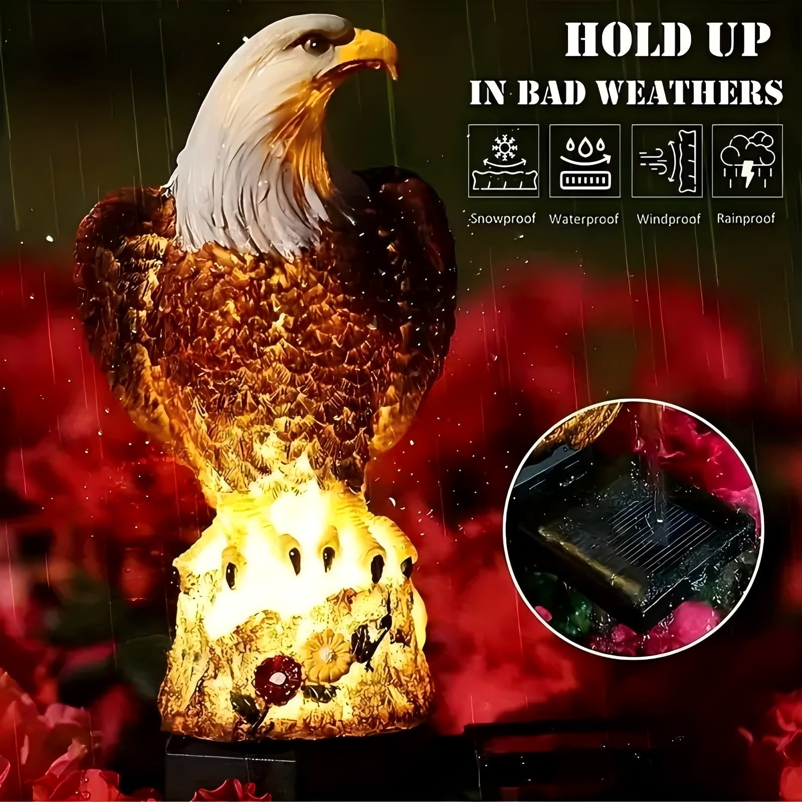 Lendour Solar Light Eagle Garden Pathway Light, Landscape Lights Pathway for Patio Garden Outdoor Decoration, 2Pack