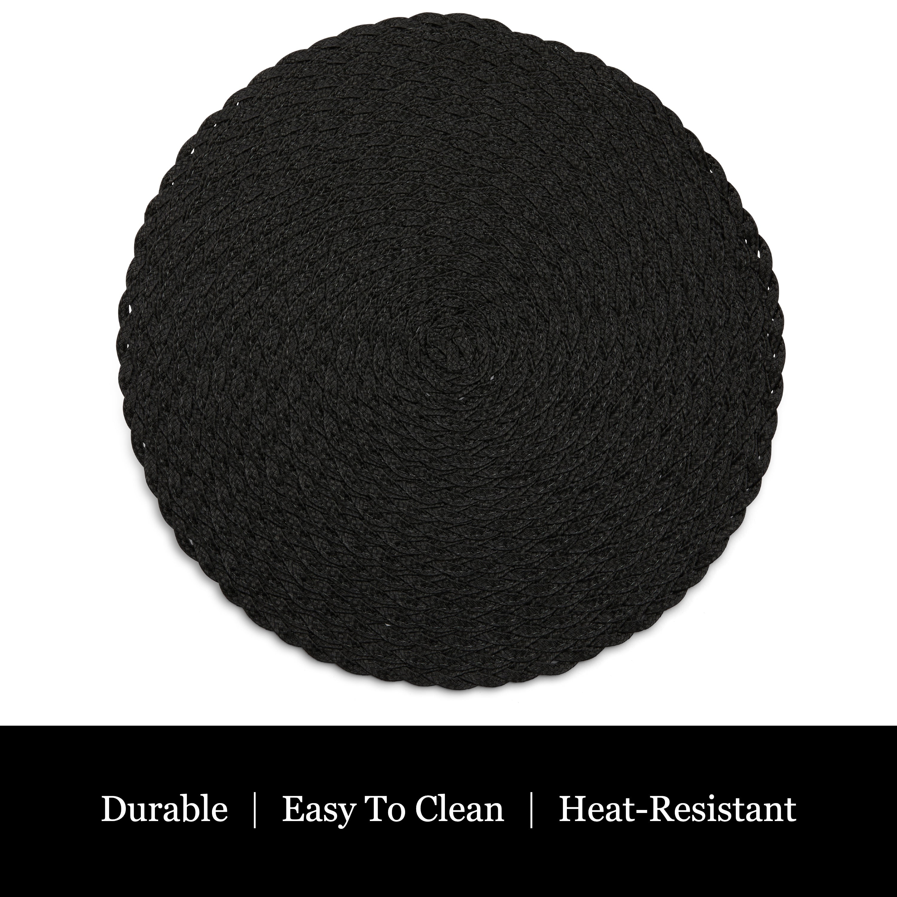 Dainty Home Set of 6 Placemats | Elegant and Durable | 15x15 in Round Woven Non-Slip Washable Place Mats | Tear-Resistant Heat | Resistant Placemats