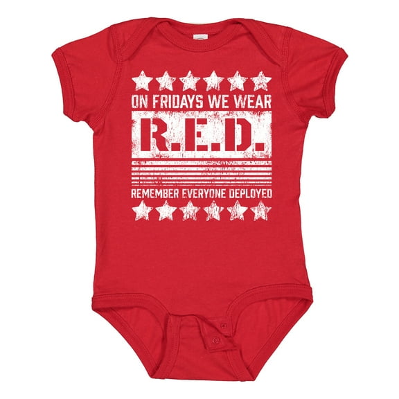 Inktastic On Fridays We Wear R.e.d. Remember Everyone Deployed Boys or Girls Baby Bodysuit