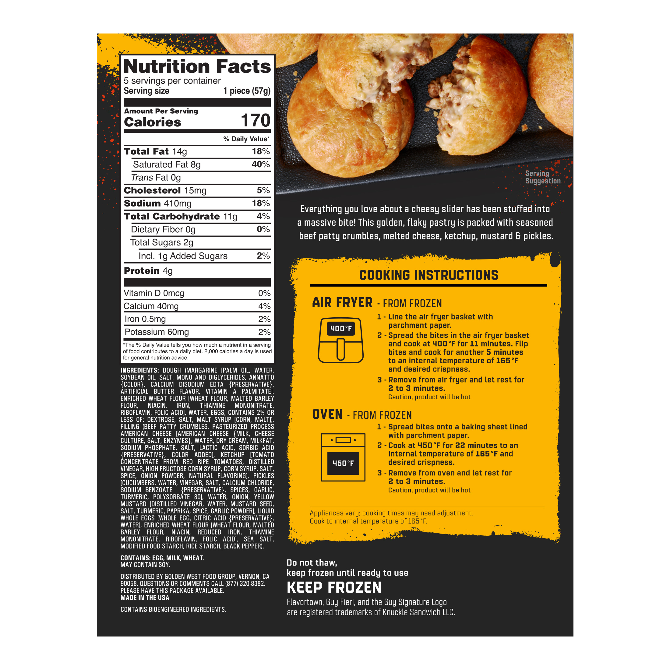 Guy Fieri’s Flavortown Cheesy Slider Bites, 10 oz Box (Frozen)