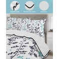 thumbnail image 3 of Full Size Quilt Bedding Set, Aqua Grey Botanical Reversible Summer Quilt 3 Pieces, Watercolor Spring Floral Summer Leaf Lightweight Bedspreads Coverlets with 2 Pillow Shams for All Seasons, 3 of 5