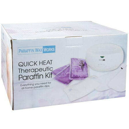Paraffin Kit - Quick Heat Therapeutic Paraffin Kit, Includes 45-Minute Quick Heat Paraffin Bath, Three Pounds Lavender Infused Paraffin, Two Thermal Mitts, 50 Liners and Safety Tray Paraffin Wax Works